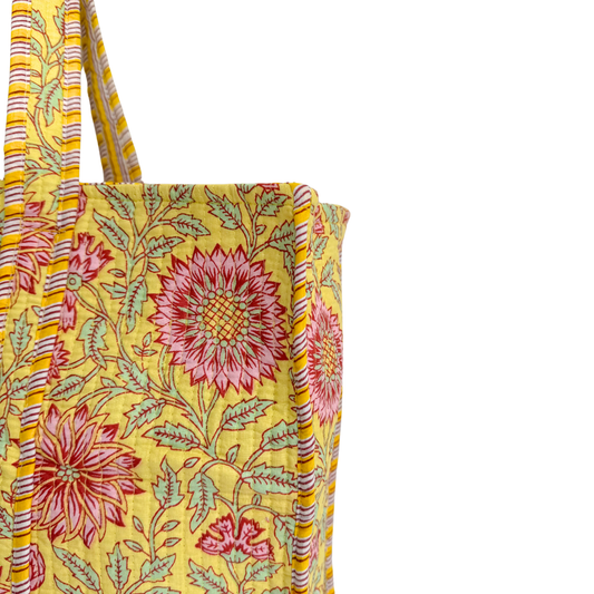 Tote Bag Veerle | Fleurs Jaune Citron