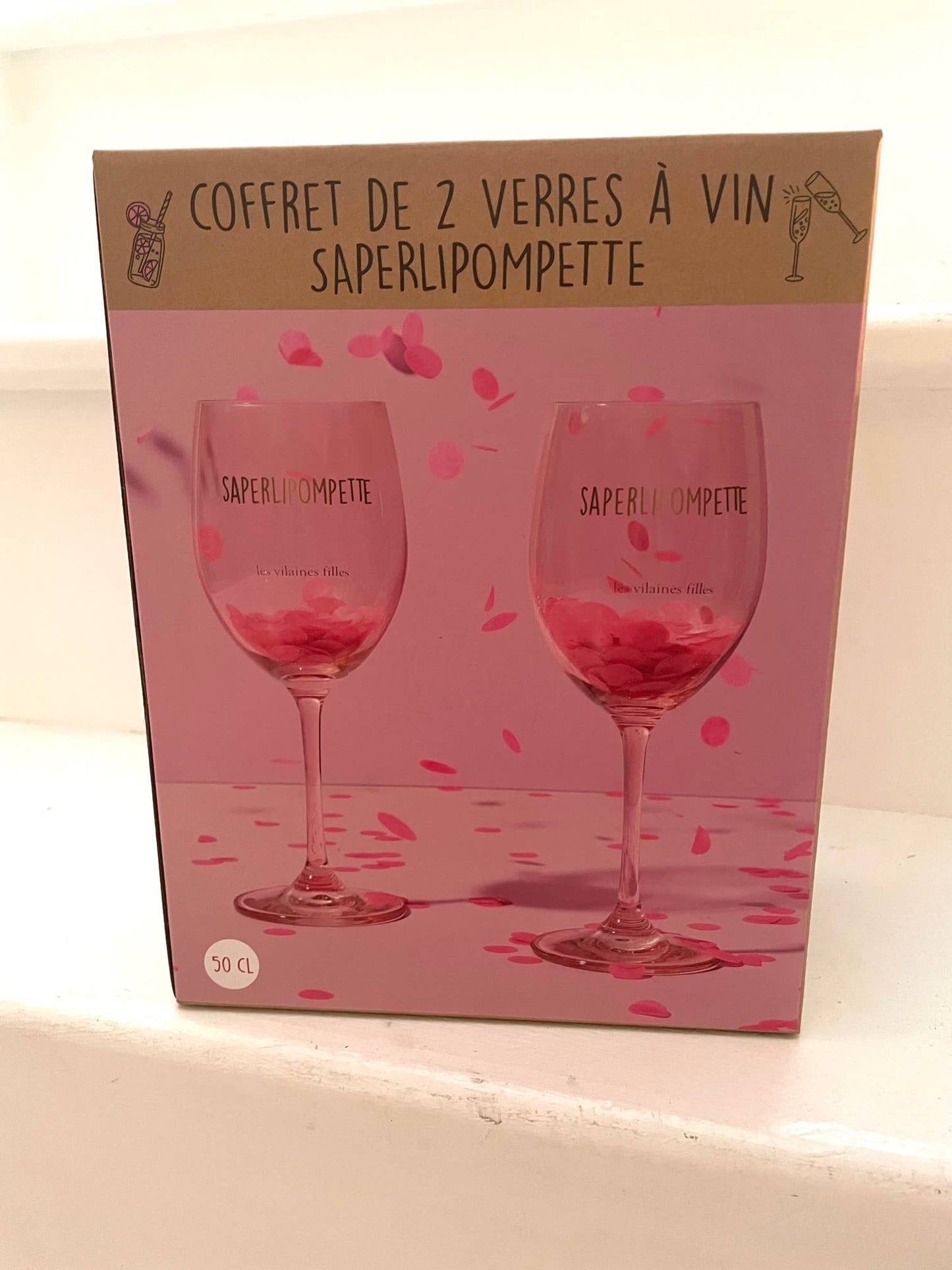 Coffret de 2 verres "Saperlipompette"