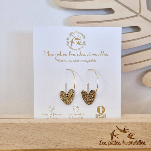 Créoles pailletées - Cœur