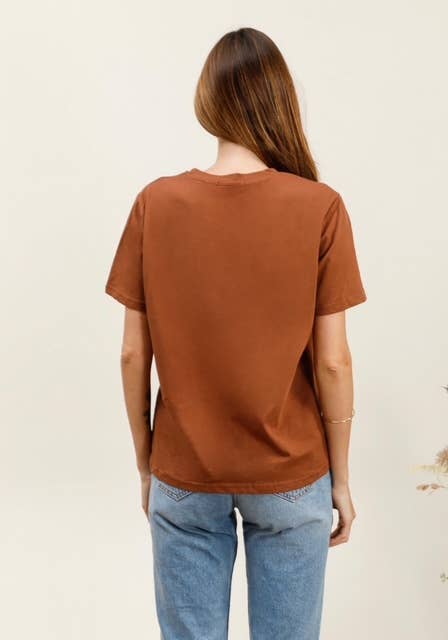 T-shirt coton uni avec broderie AMOUR - M218