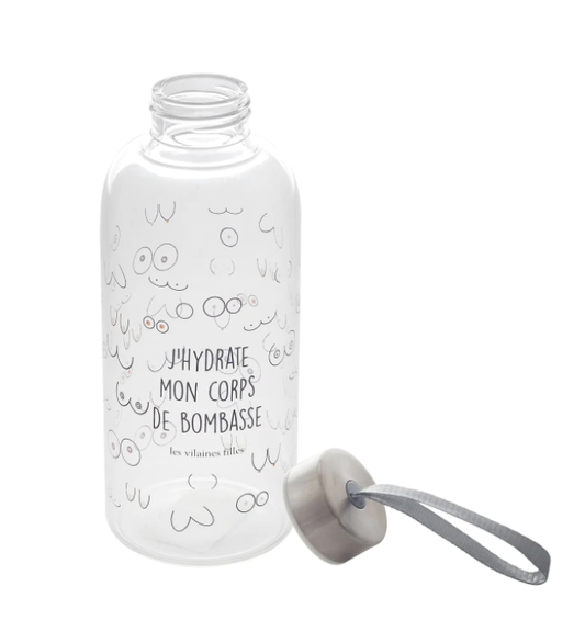 Gourde en verre "J'hydrate mon corps de bombasse"