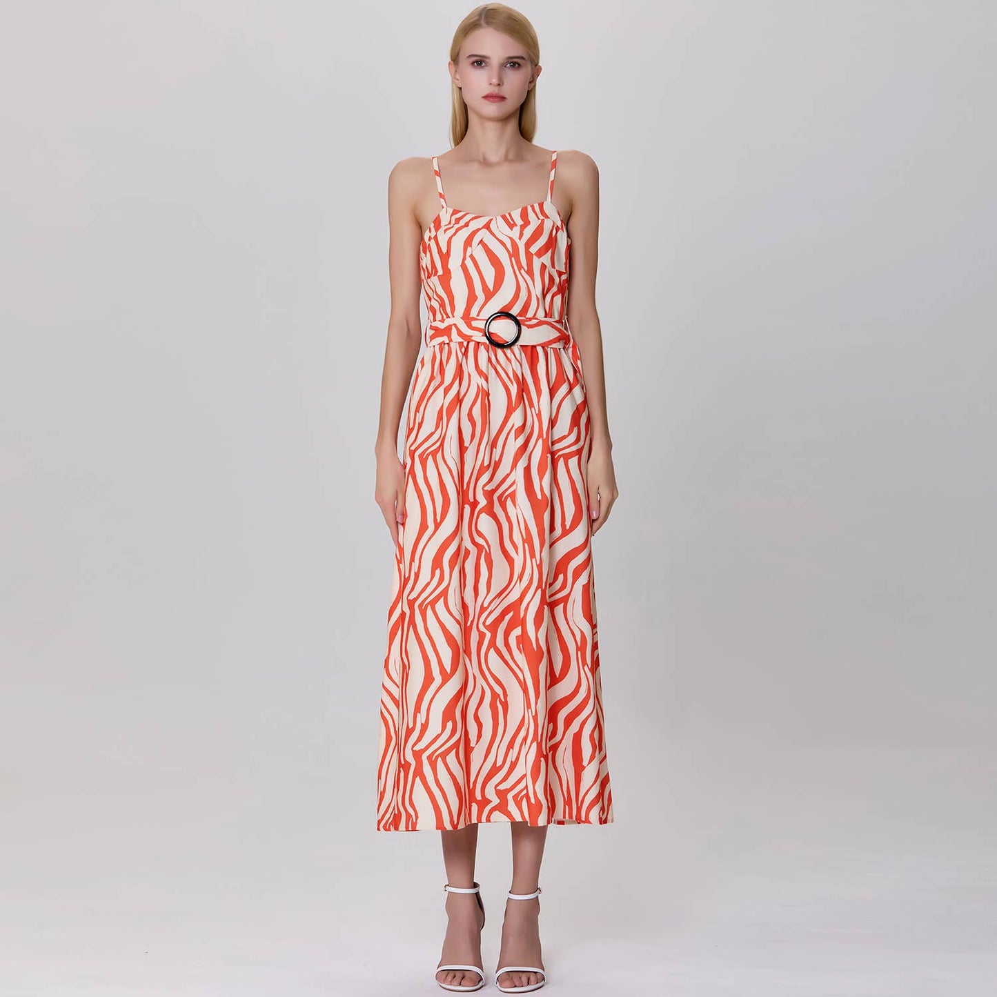 Robe longue bustier à imprimé graphique