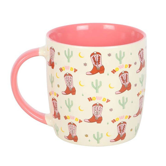 Tasse à motif de bottes de cowboy roses