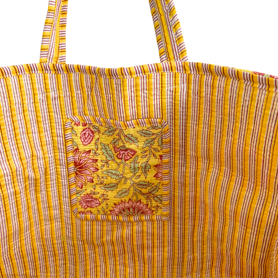 Tote Bag Veerle | Fleurs Jaune Citron