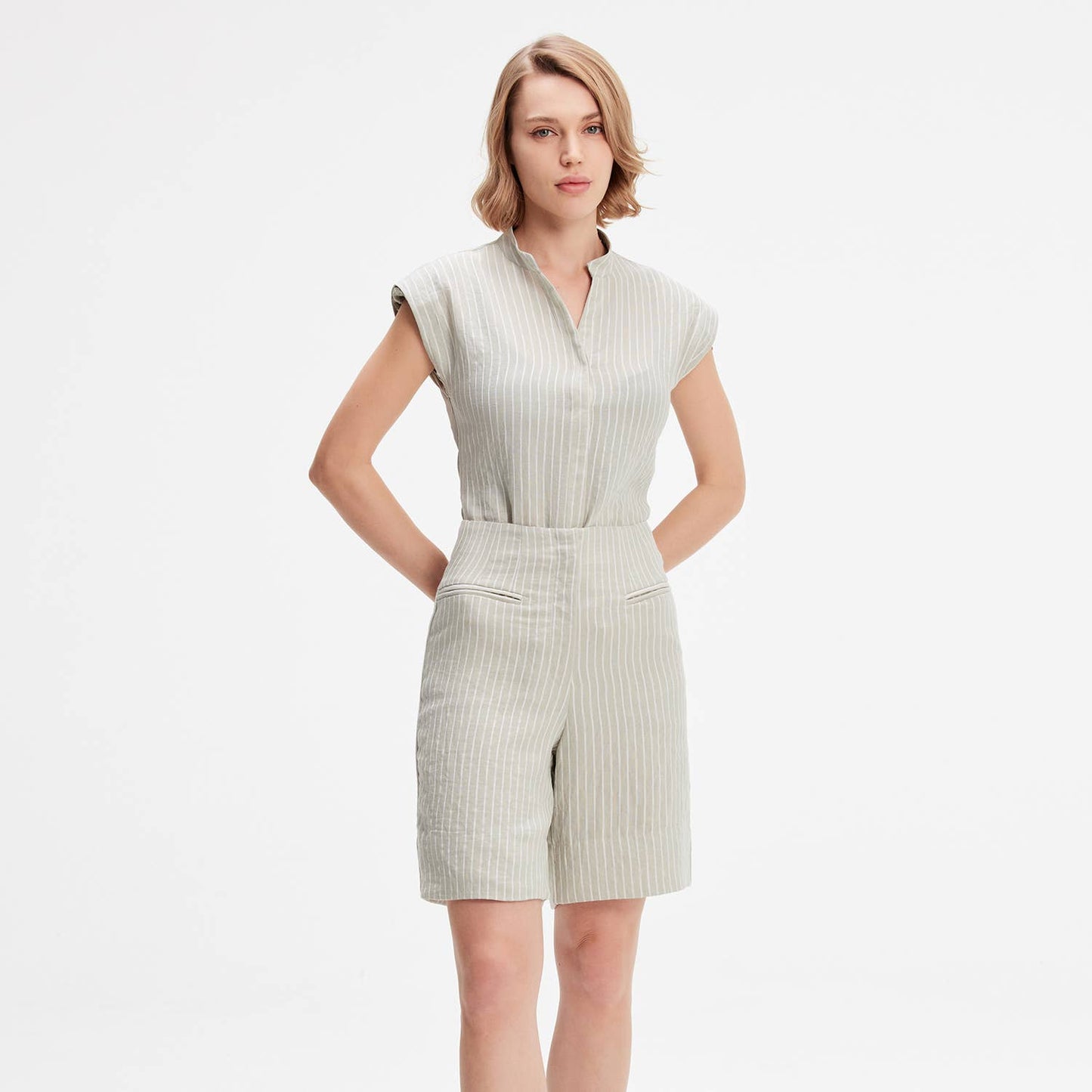 Chemise bi-matière à rayures