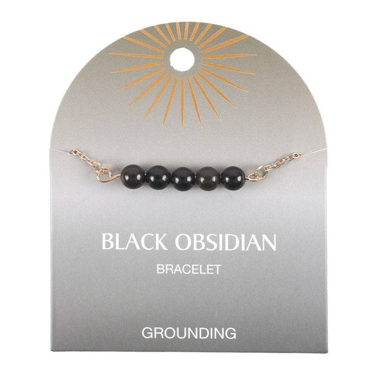 Bracelet à chaîne perlée en cristal d'obsidienne noire