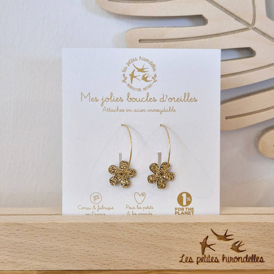 Créoles pailletées - Fleur