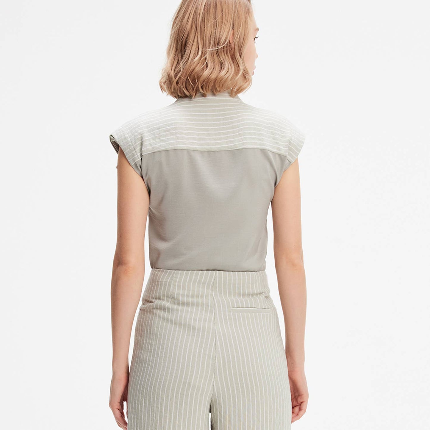 Chemise bi-matière à rayures