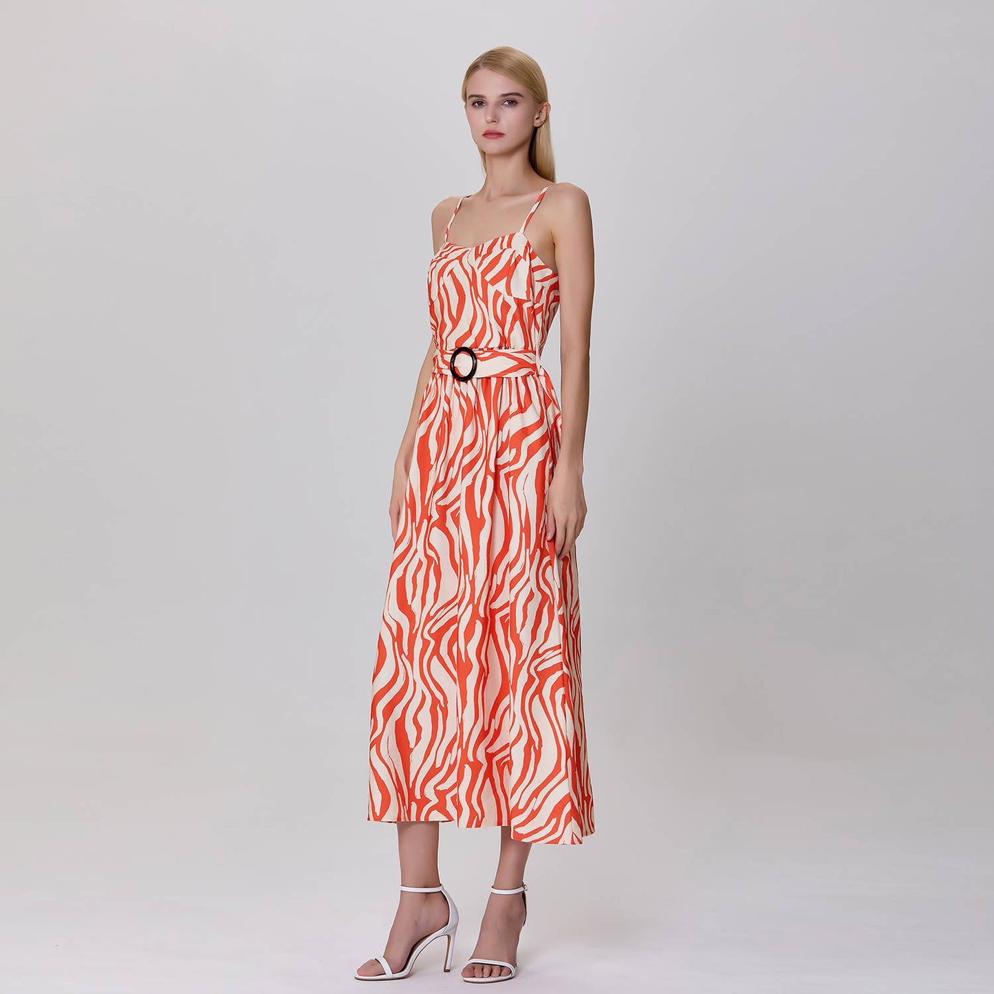Robe longue bustier à imprimé graphique