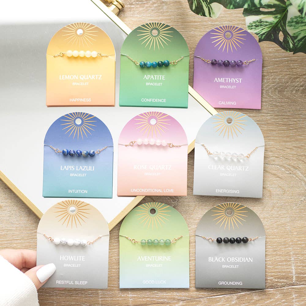 Bracelet à chaîne perlée en cristal de lapis-lazuli