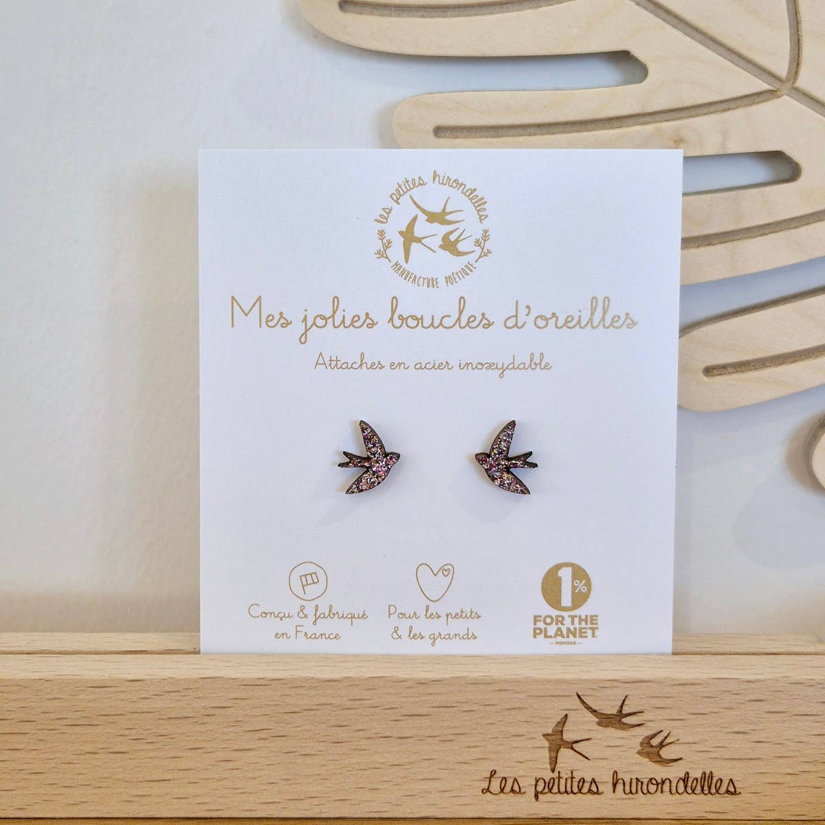 Boucles d'oreilles paillettes - Hirondelles