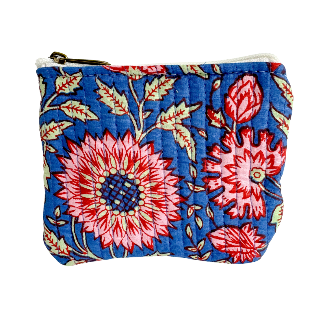 Porte-monnaie 38 | Fleurs Cobalt-Rose