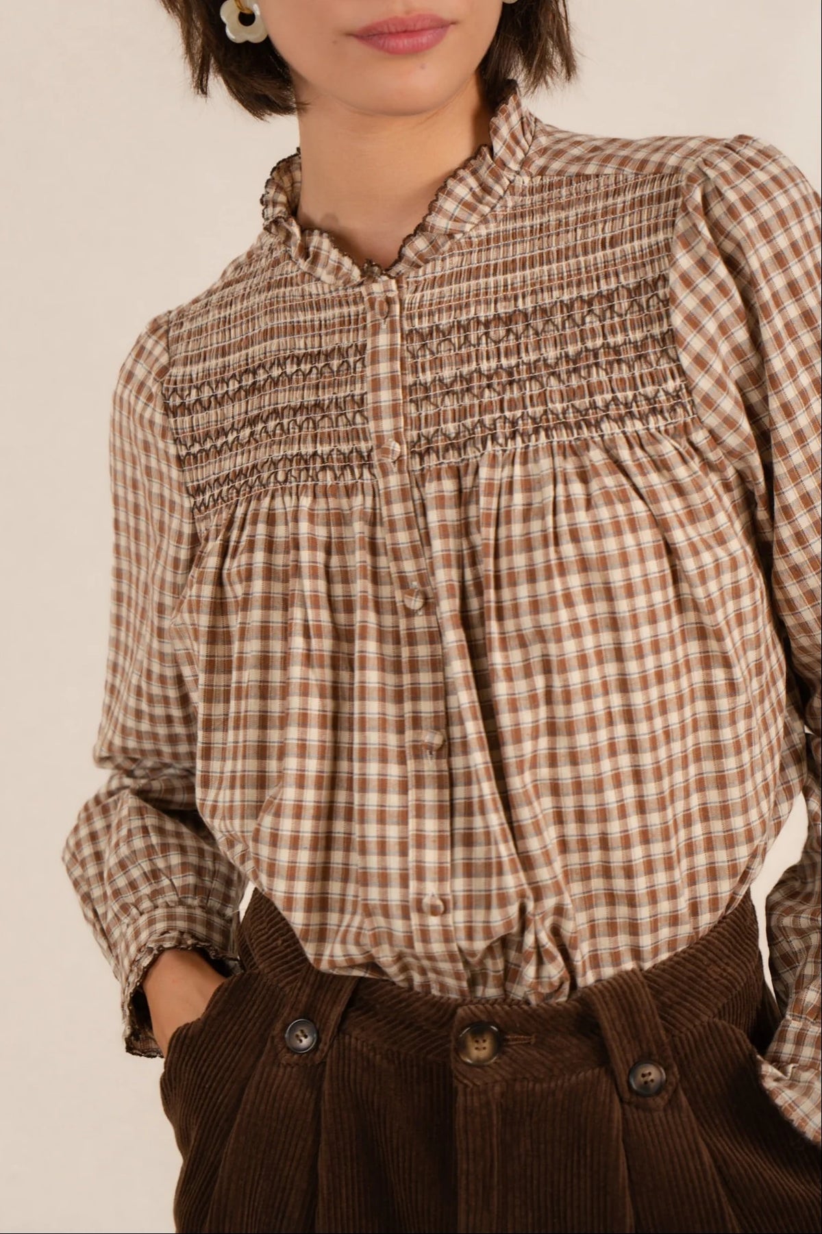 Chemise vichy marron
