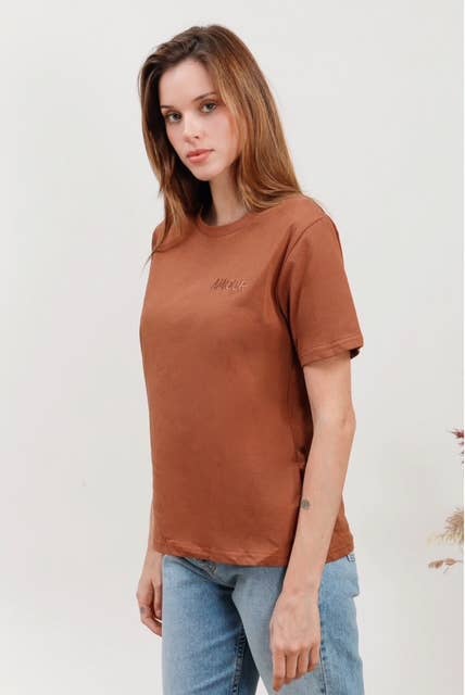 T-shirt coton uni avec broderie AMOUR - M218