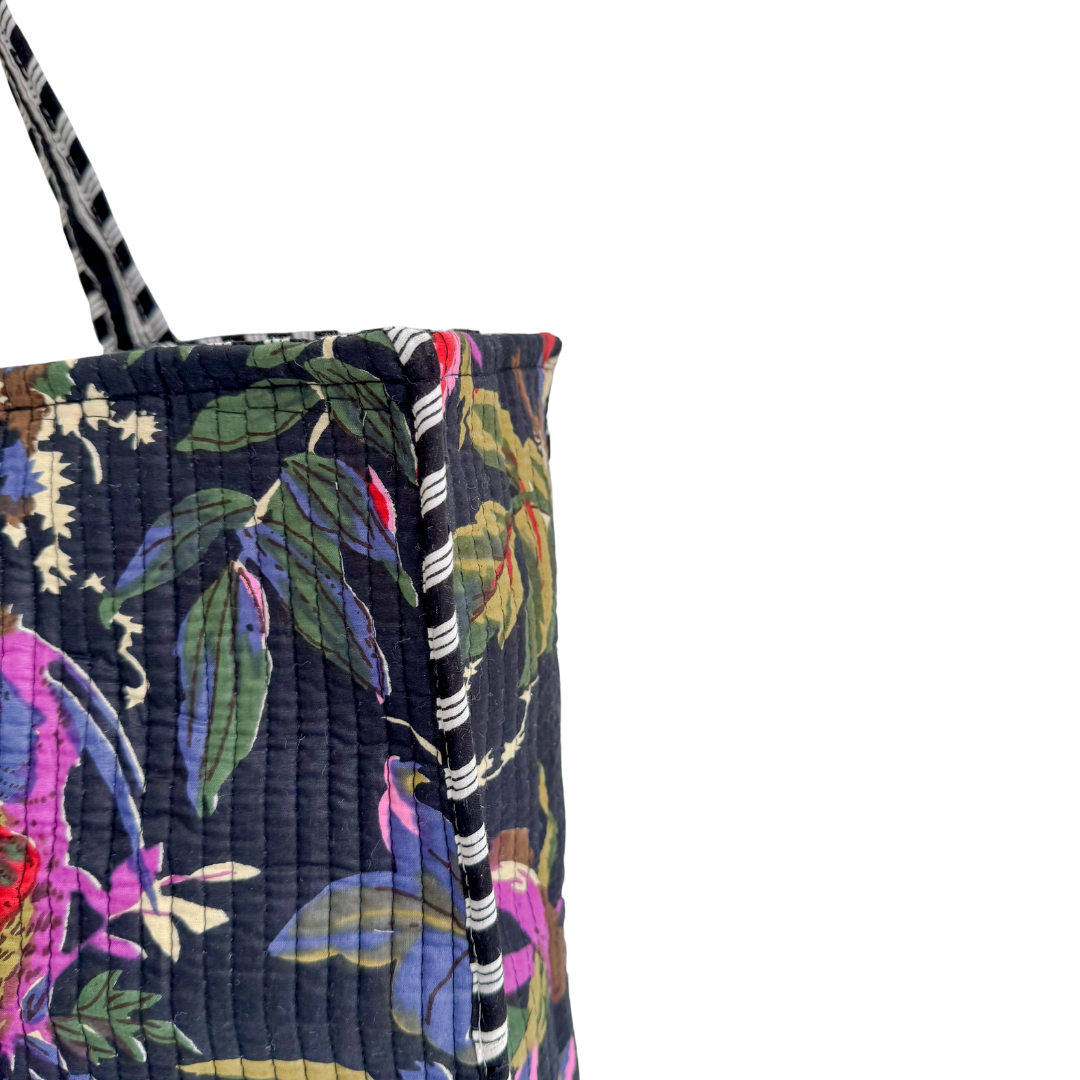 Tote Bag Veerle | Noir Tropical