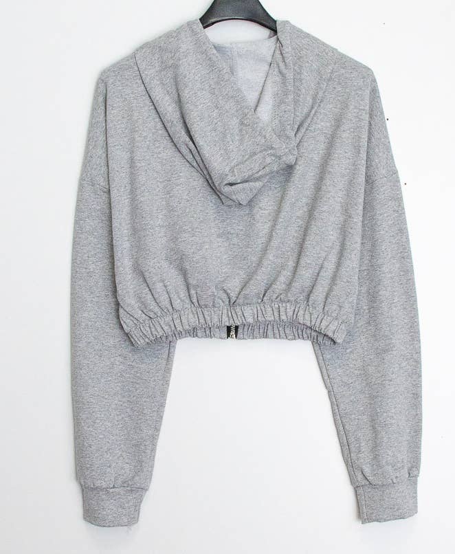 Gilet court en coton zippé à capuche - I27955