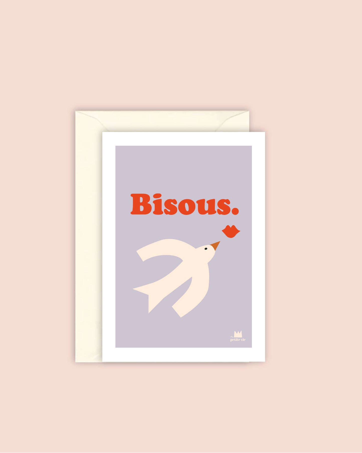 Carte "Love" : Bisous - envolée d'amour (avec enveloppe)