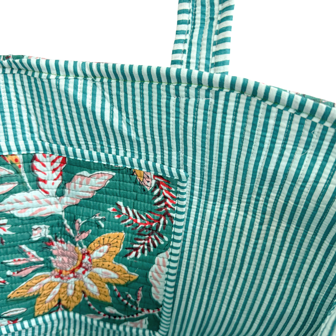 Sac fourre-tout Veerle | Fleurs vertes