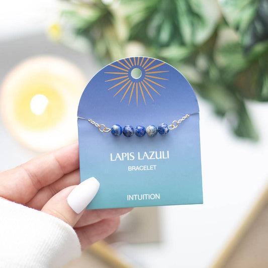Bracelet à chaîne perlée en cristal de lapis-lazuli