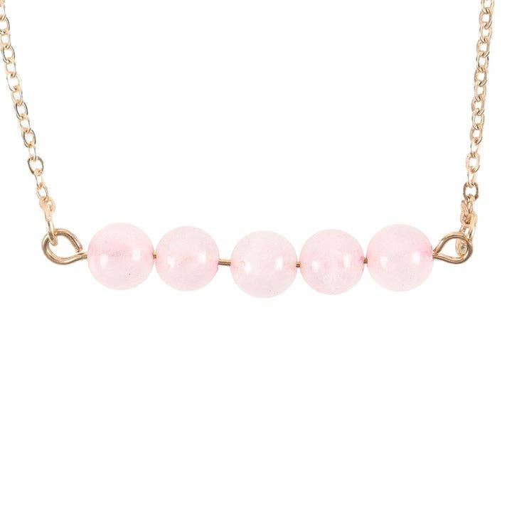 Bracelet à chaîne perlée en cristal de quartz rose