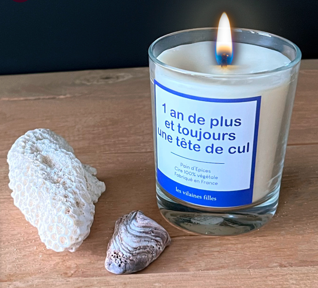 Bougie "1 an de plus et toujours une tête de cul"