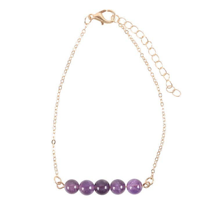 Bracelet à chaîne perlée en cristal améthyste