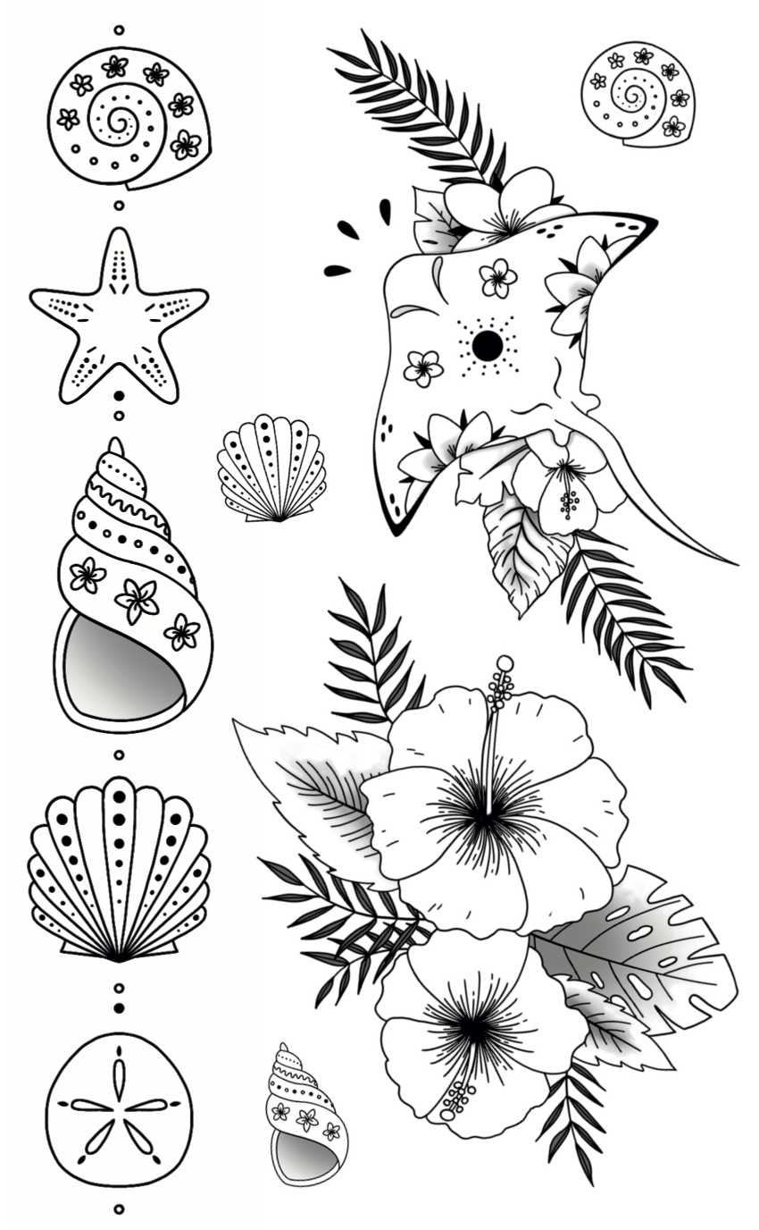 Parure de tatouages éphémères "Tiki Bloom"