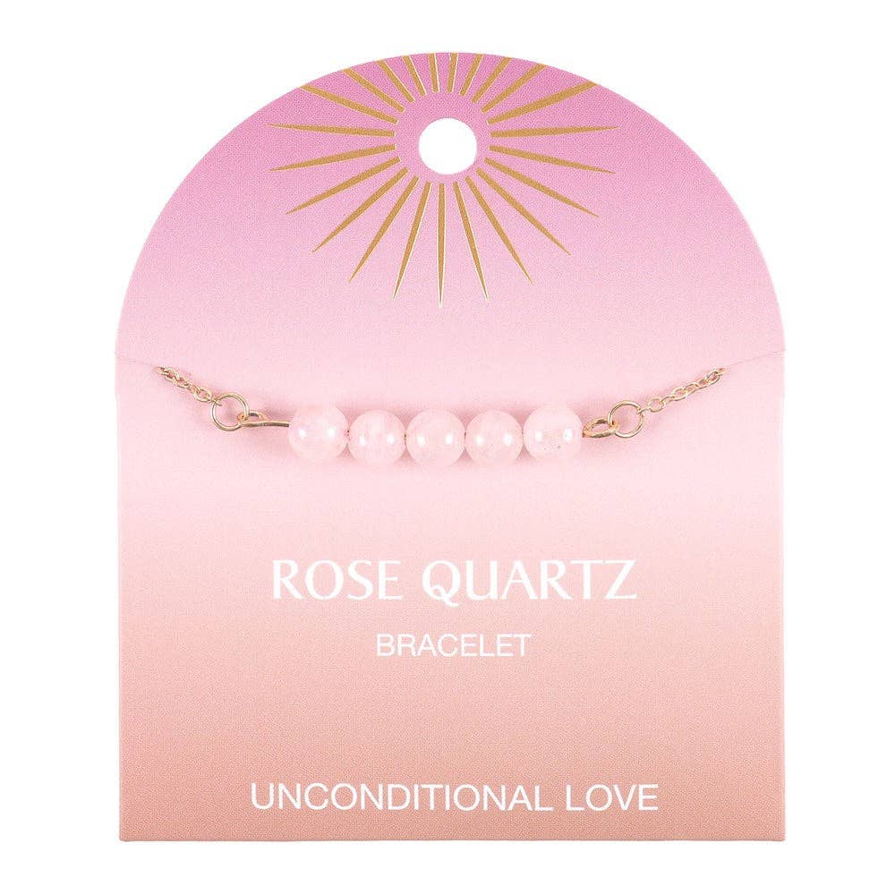 Bracelet à chaîne perlée en cristal de quartz rose