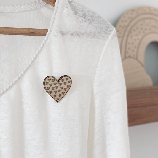 Broche en bois - Cœur