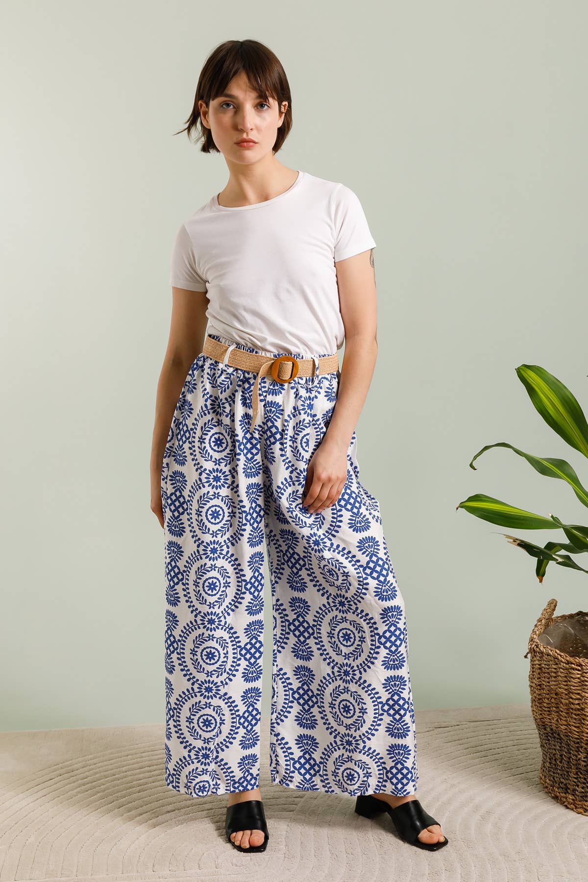 SP 26203 - Pantalon Ample à Motifs géométriques