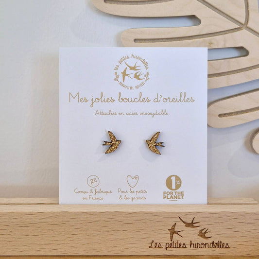 Boucles d'oreilles paillettes - Hirondelles