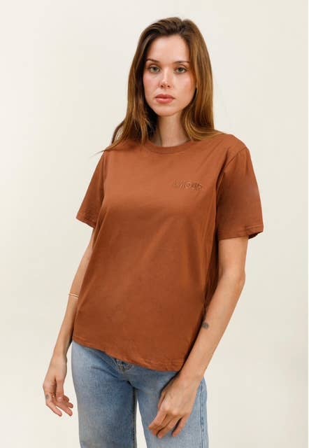 T-shirt coton uni avec broderie AMOUR - M218