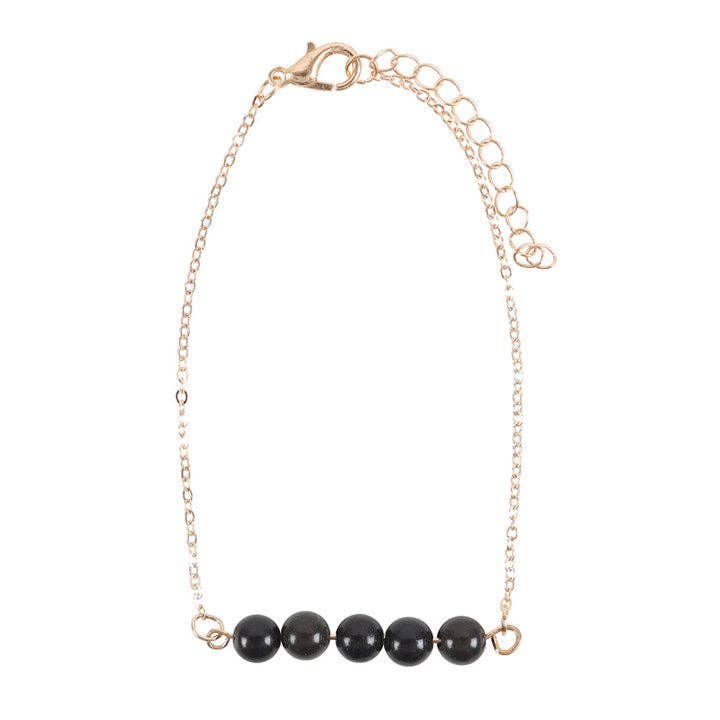 Bracelet à chaîne perlée en cristal d'obsidienne noire
