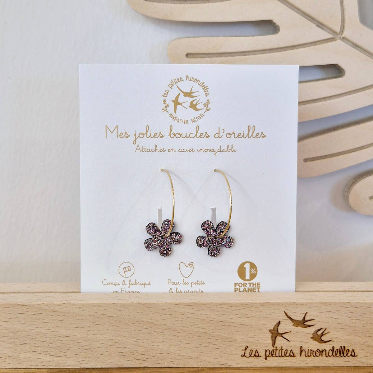 Créoles pailletées - Fleur