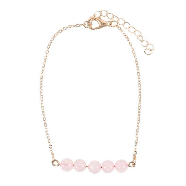 Bracelet à chaîne perlée en cristal de quartz rose