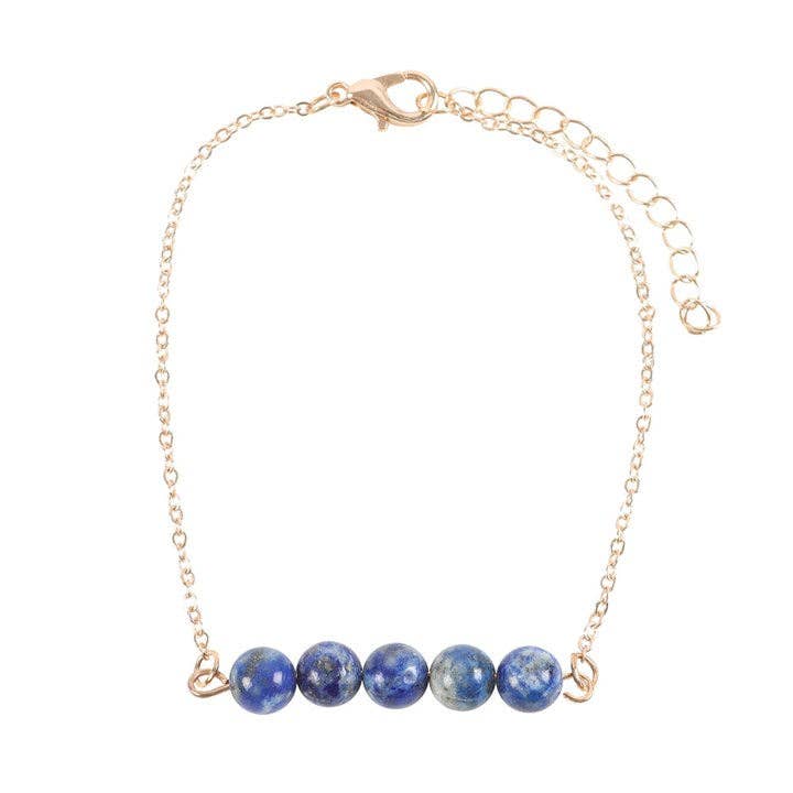 Bracelet à chaîne perlée en cristal de lapis-lazuli