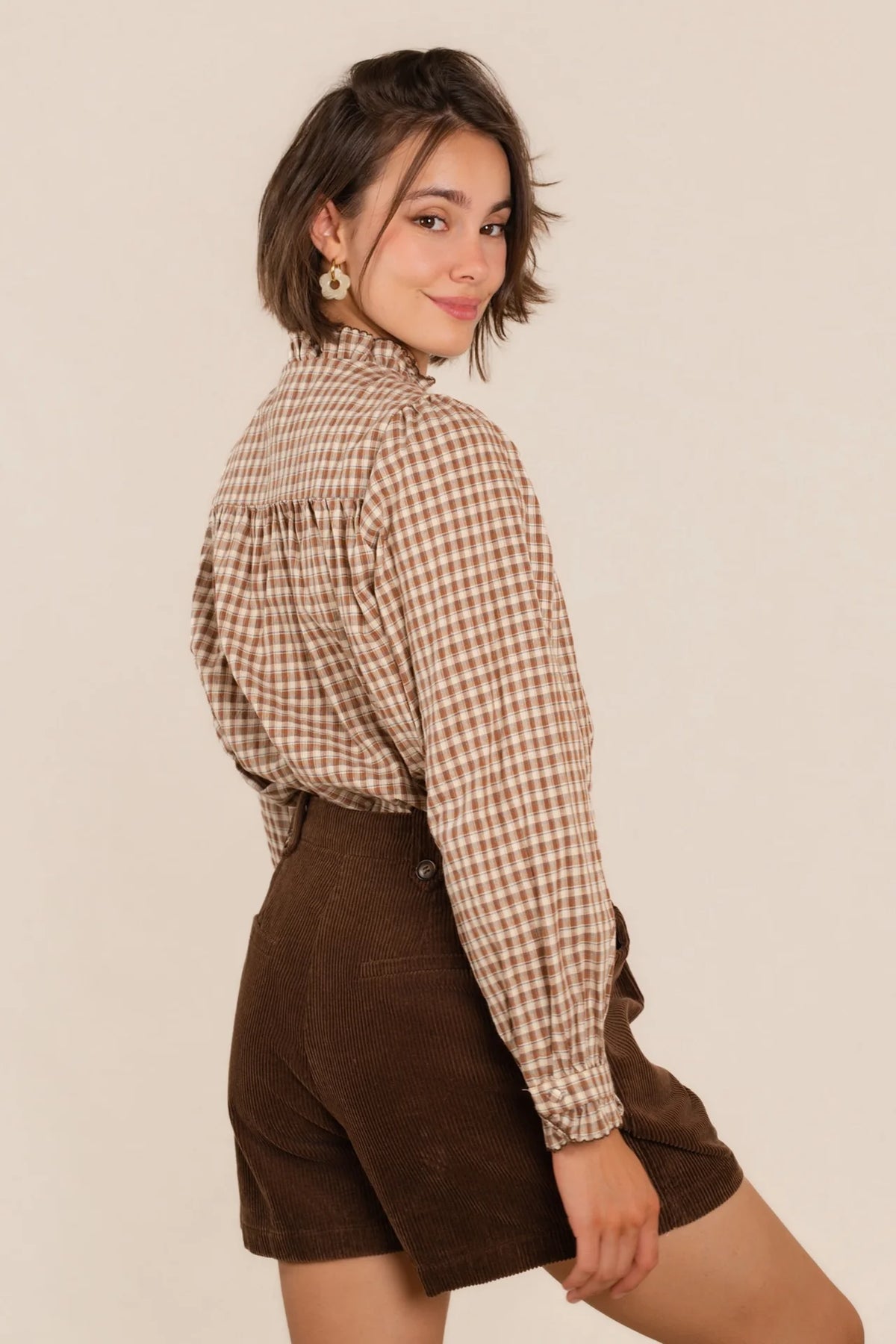 Chemise vichy marron