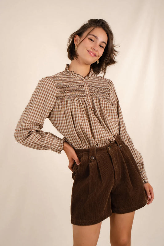 Chemise vichy marron