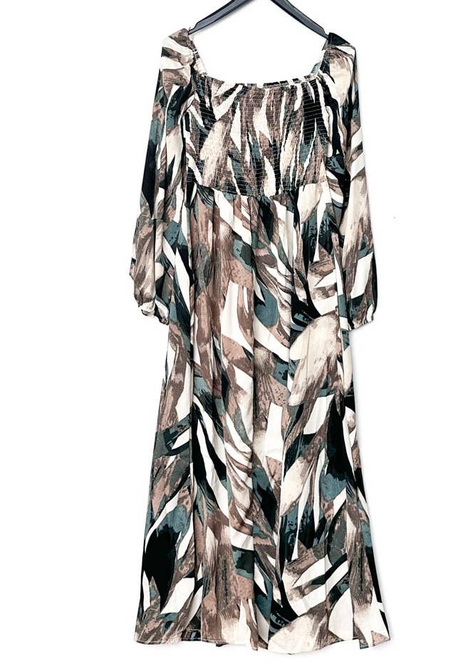 Robe maxi manches longues imprimé smoke devant