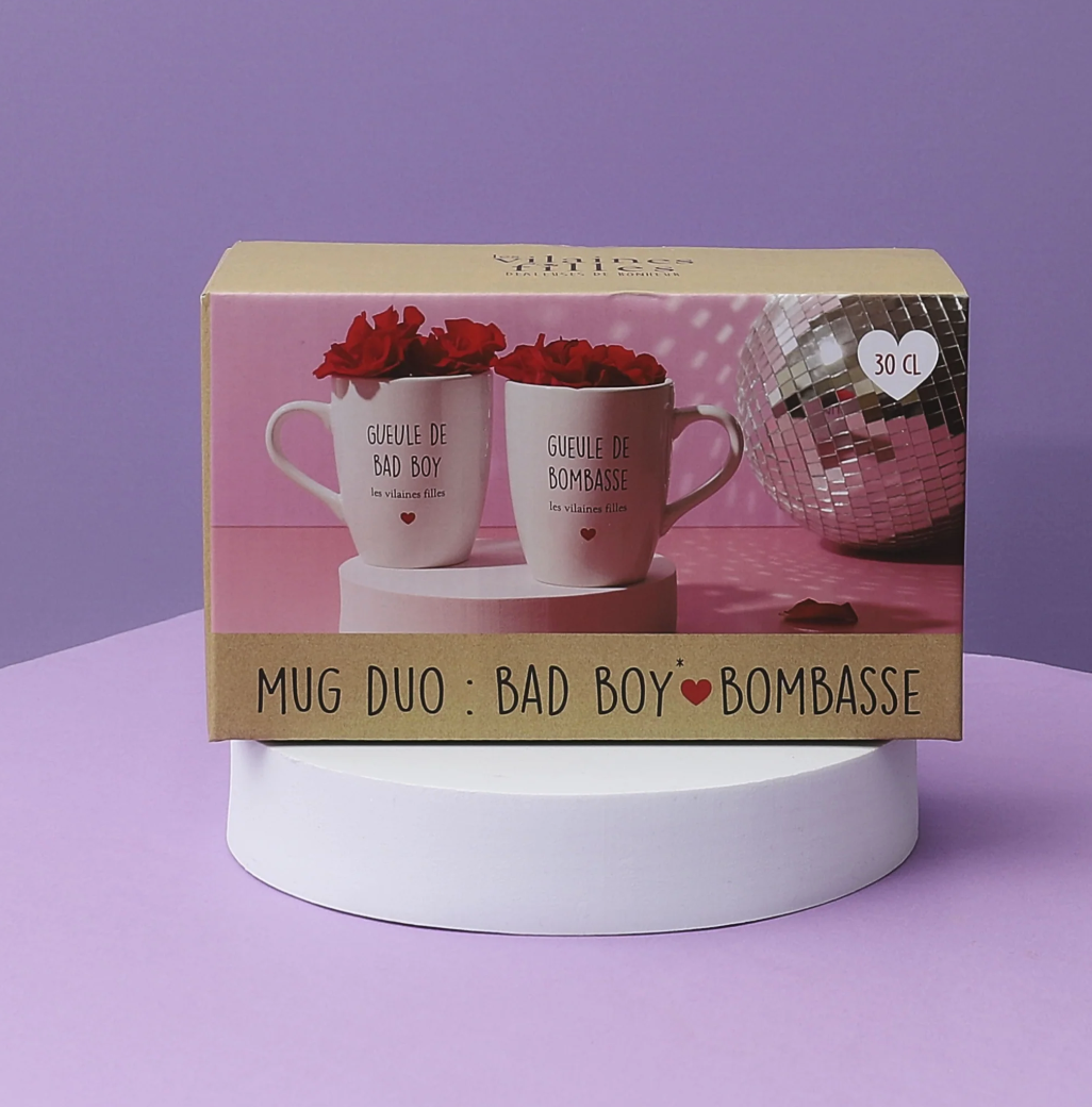 Idée cadeau : Duo de mugs pour Bombasse et bad boy