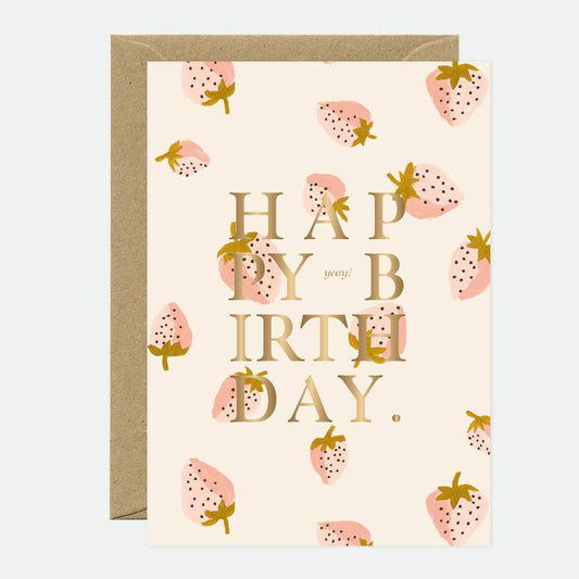Carte de vœux Gold Strawberries Bday