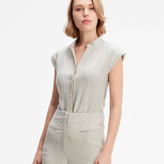 Chemise bi-matière à rayures