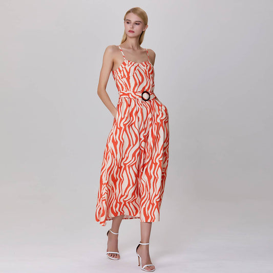 Robe longue bustier à imprimé graphique