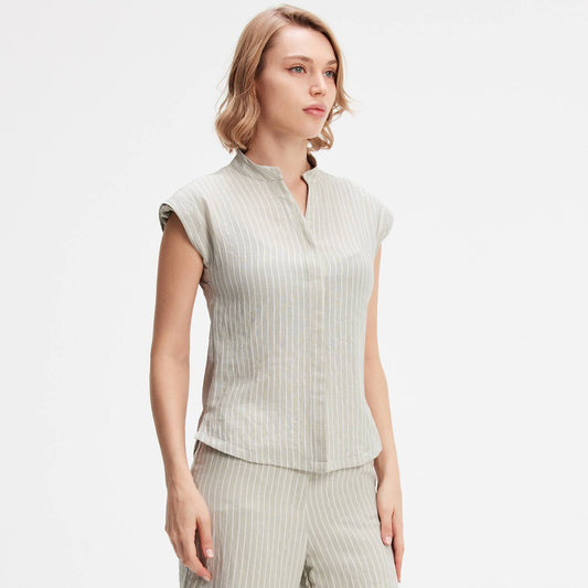 Chemise bi-matière à rayures