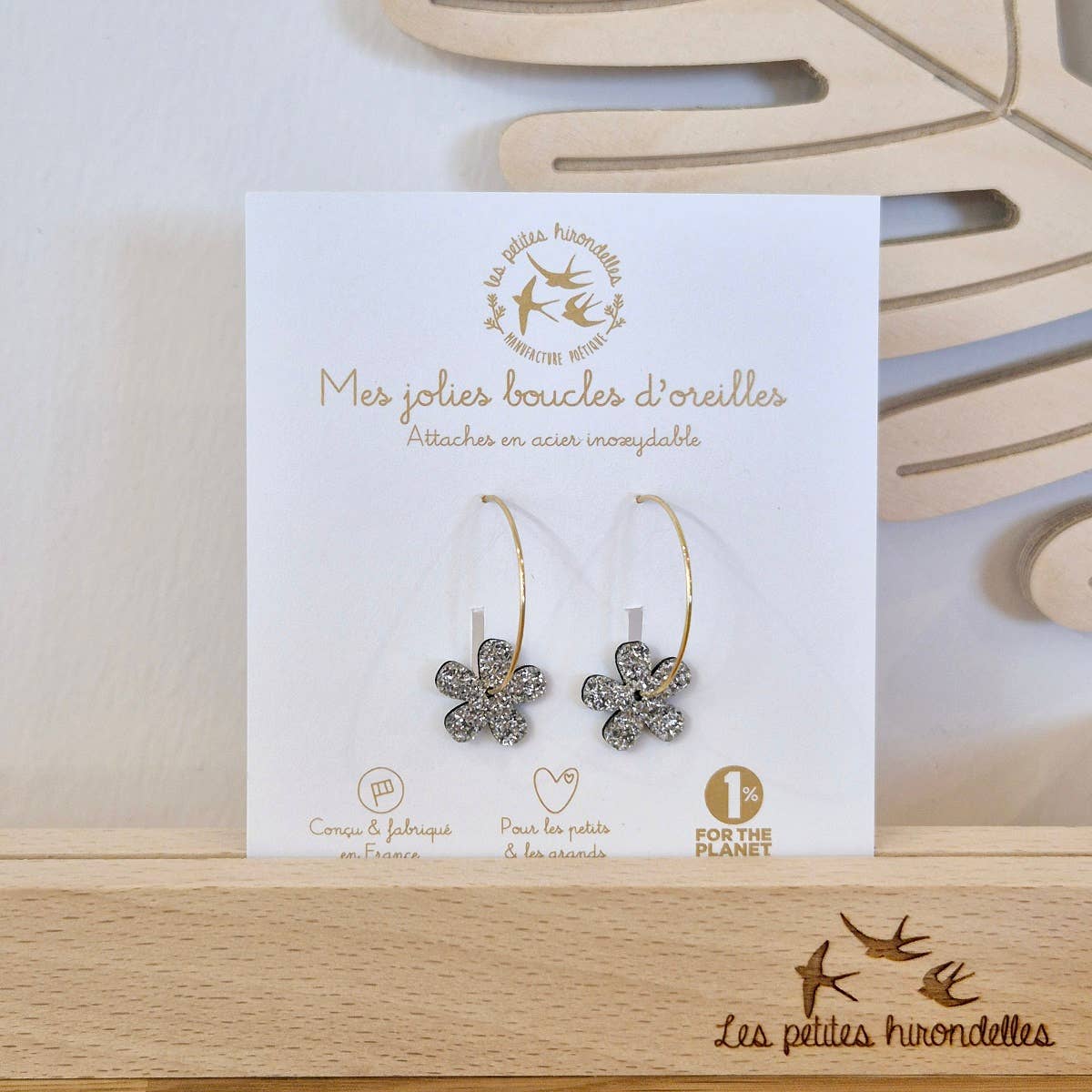 Créoles pailletées - Fleur