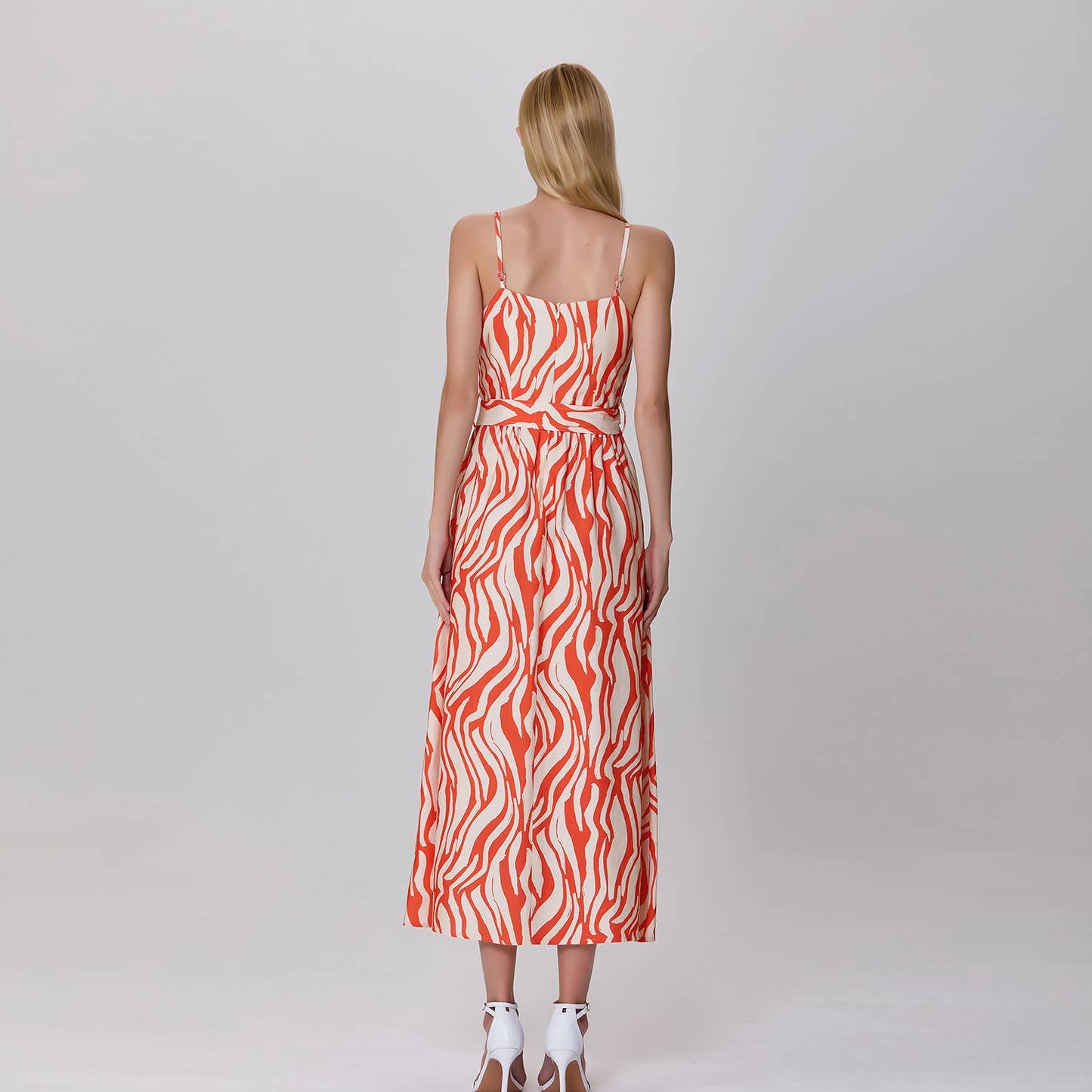Robe longue bustier à imprimé graphique
