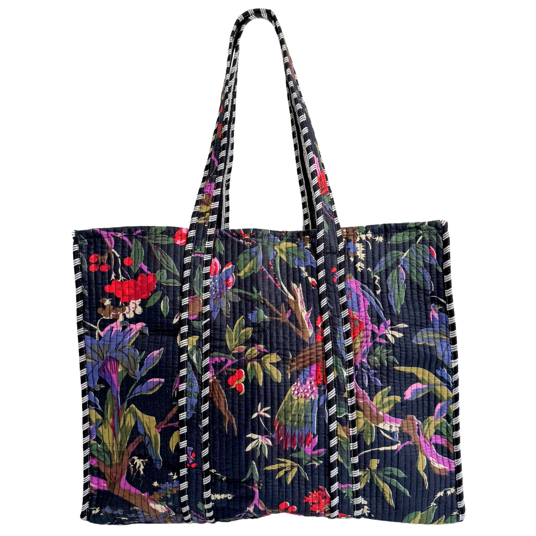 Tote Bag Veerle | Noir Tropical