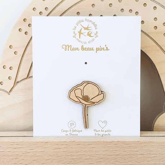 Pin's en bois - Coquelicot