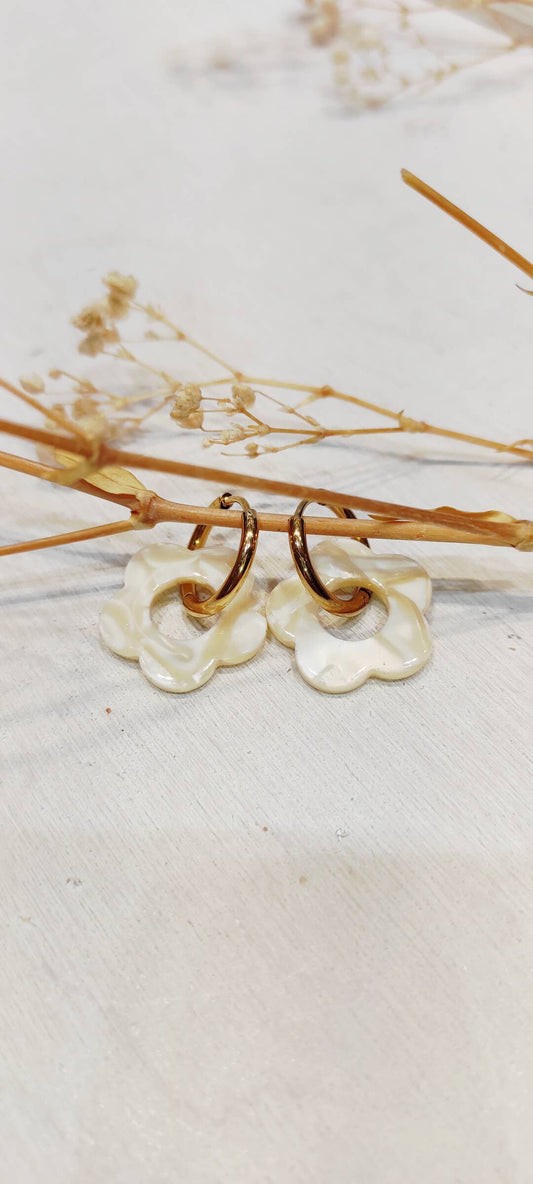 Boucle d'oreille fleur à motifs