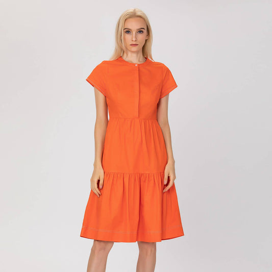 Robe chemise ajustée et évasée en coton
